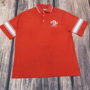 Vintage Fresno State University Bulldogs Polo Shirt Print Ons FSU Mens Red XL